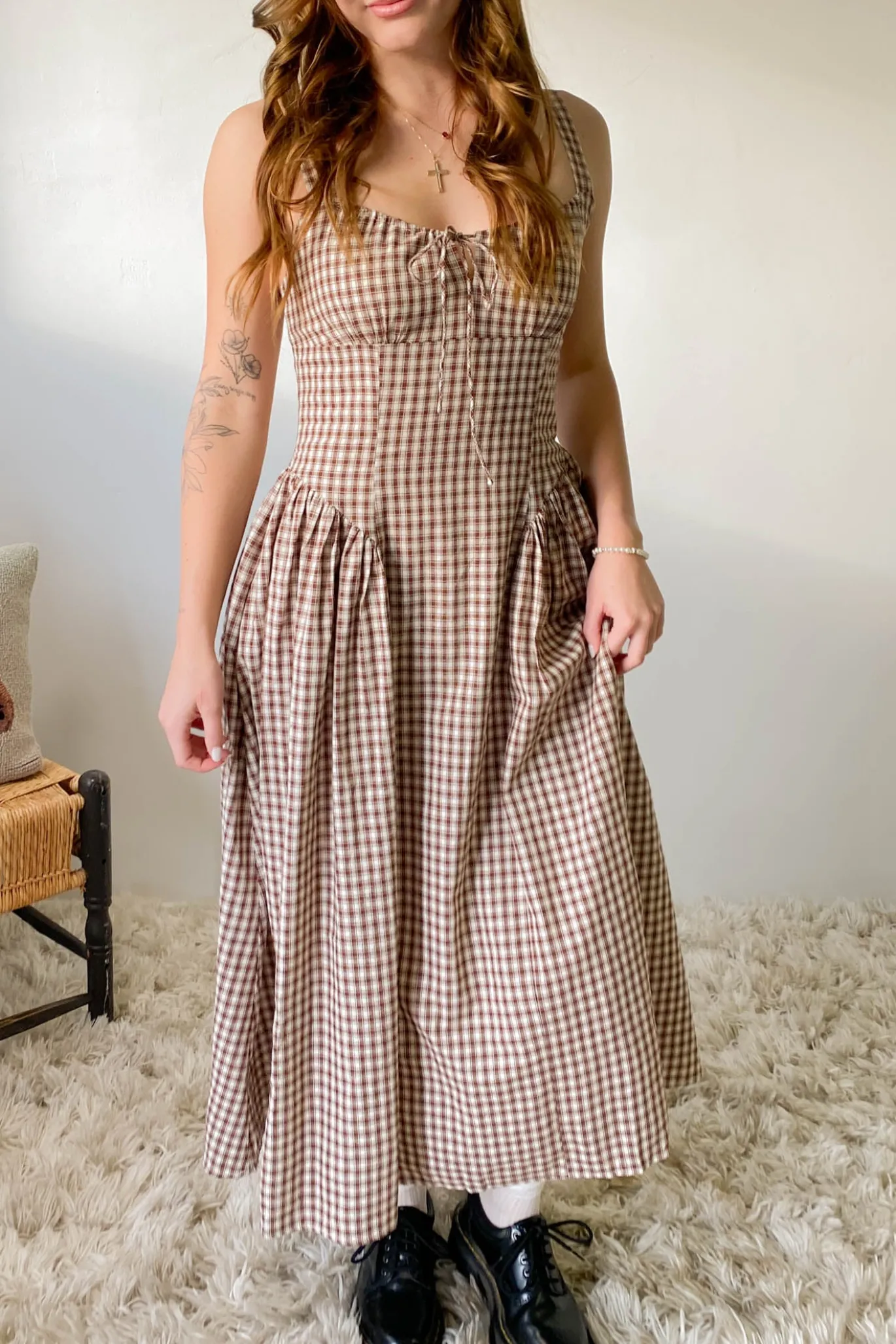 Gingham Corset Midi Dress