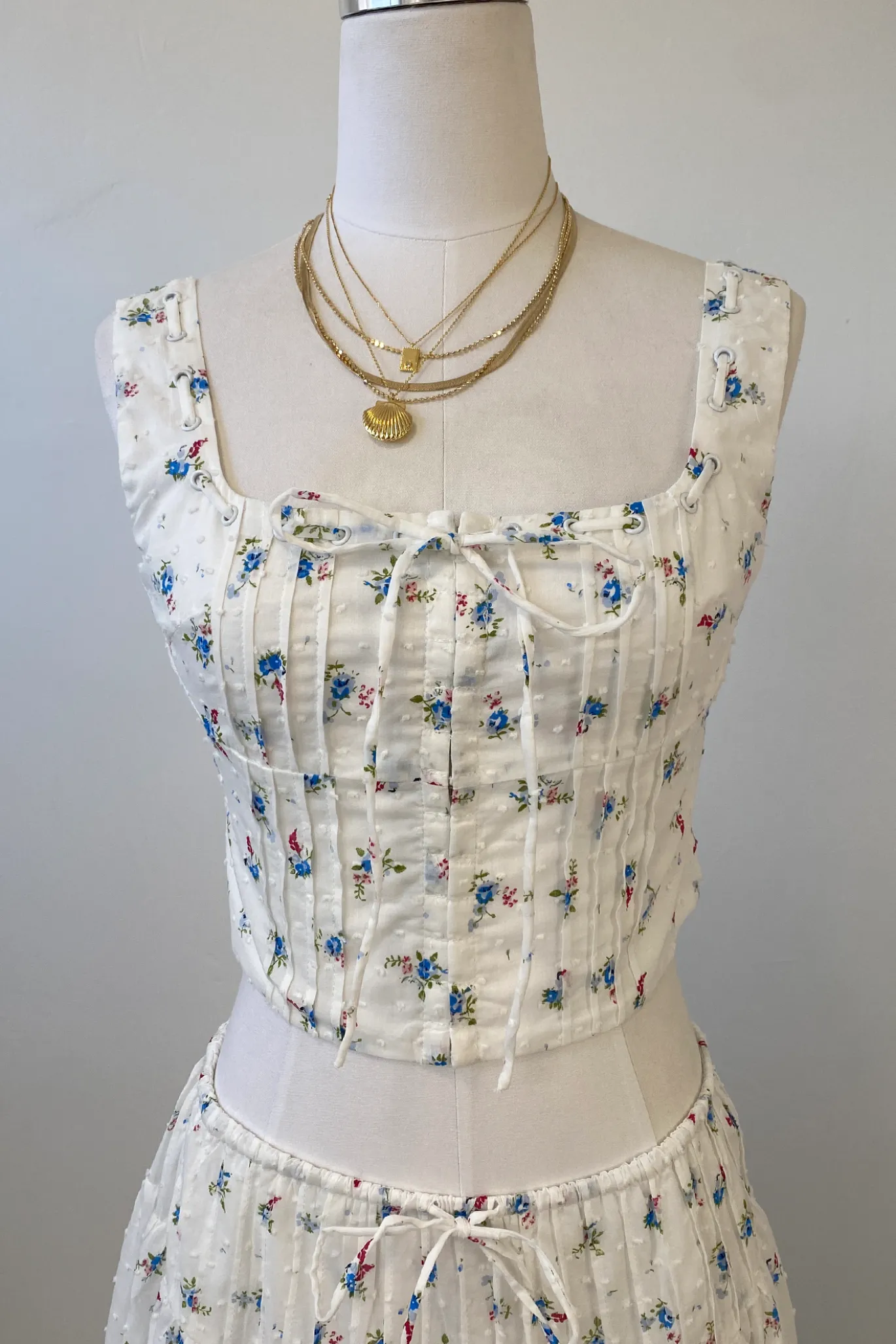 Sleeveless Floral Corset Top