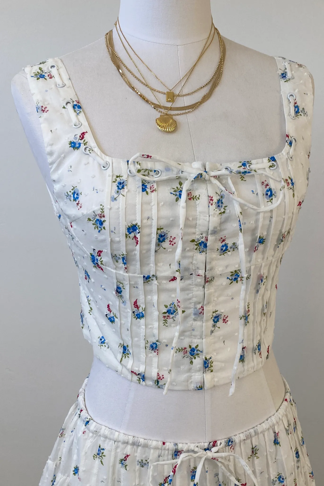 Sleeveless Floral Corset Top