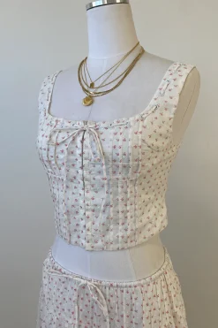 Sleeveless Floral Corset Top